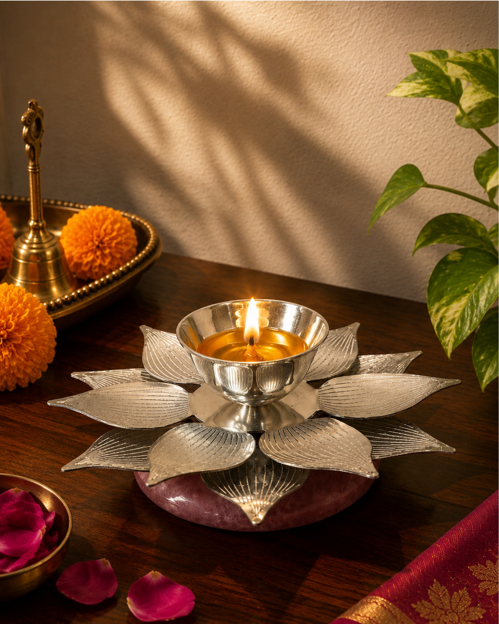 Pink Quartz Diya
