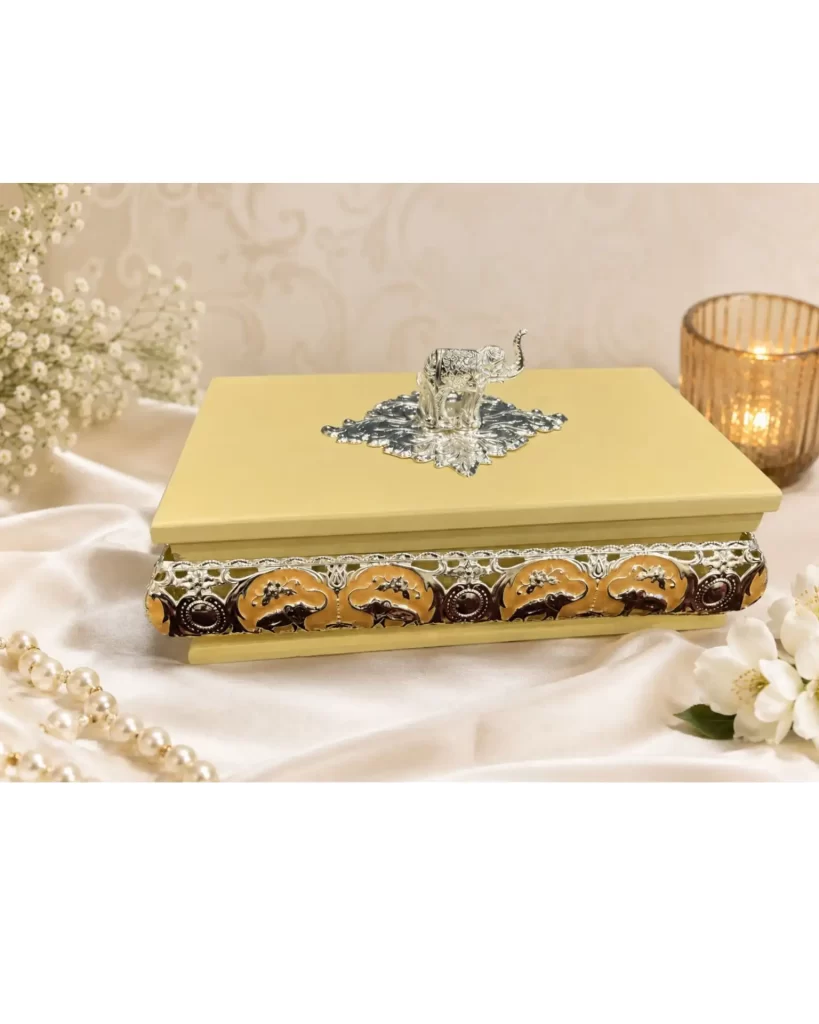 Turquoise Rectangular Elephant box 2 Compartment