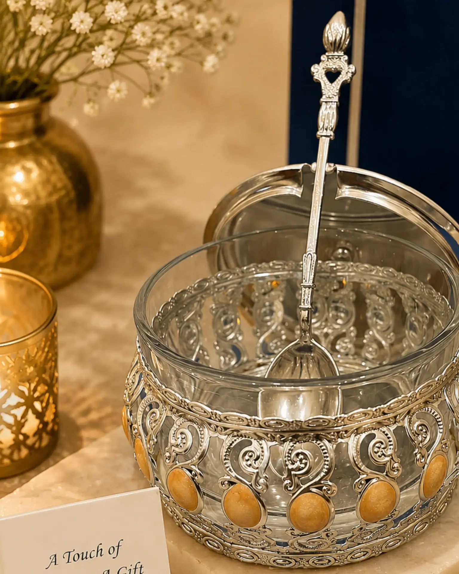 Peach Enamel Tray Set with 2 Jars & Spoons - Image 3