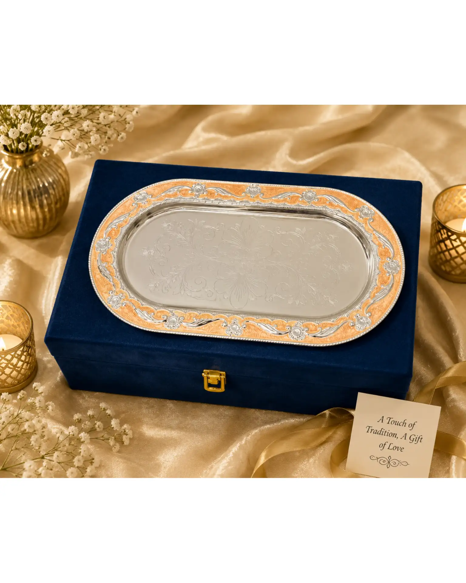 Peach Enamel Tray Set with 2 Jars & Spoons - Image 5