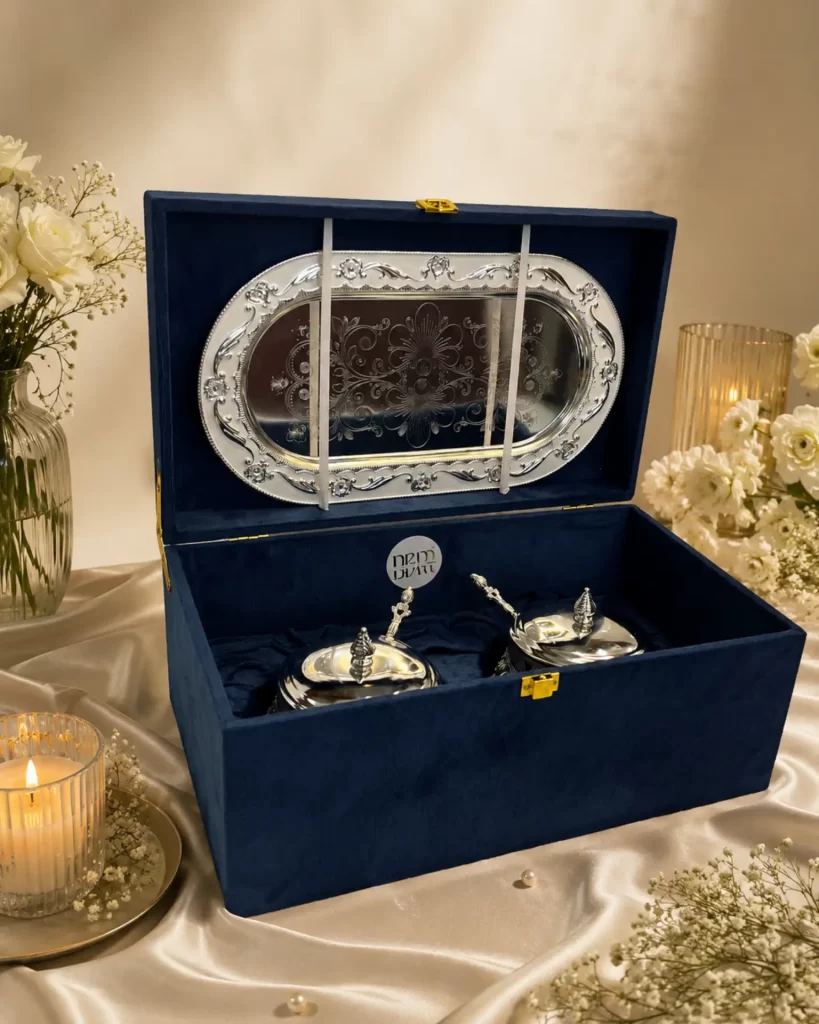 White Enamel Tray Set with 2 Jars & Spoons