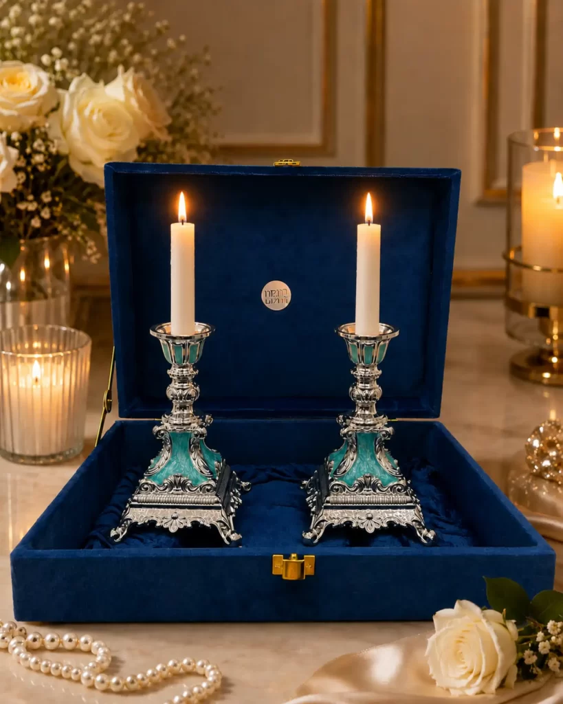 Turquoise Enamel Candle Stand Set of 2